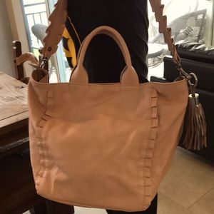 Light pink genuine leather hobo bag